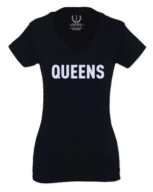 New York Queens NYC Cool City Hipster Lennon Street wear For Women V neck fitted T Shirt