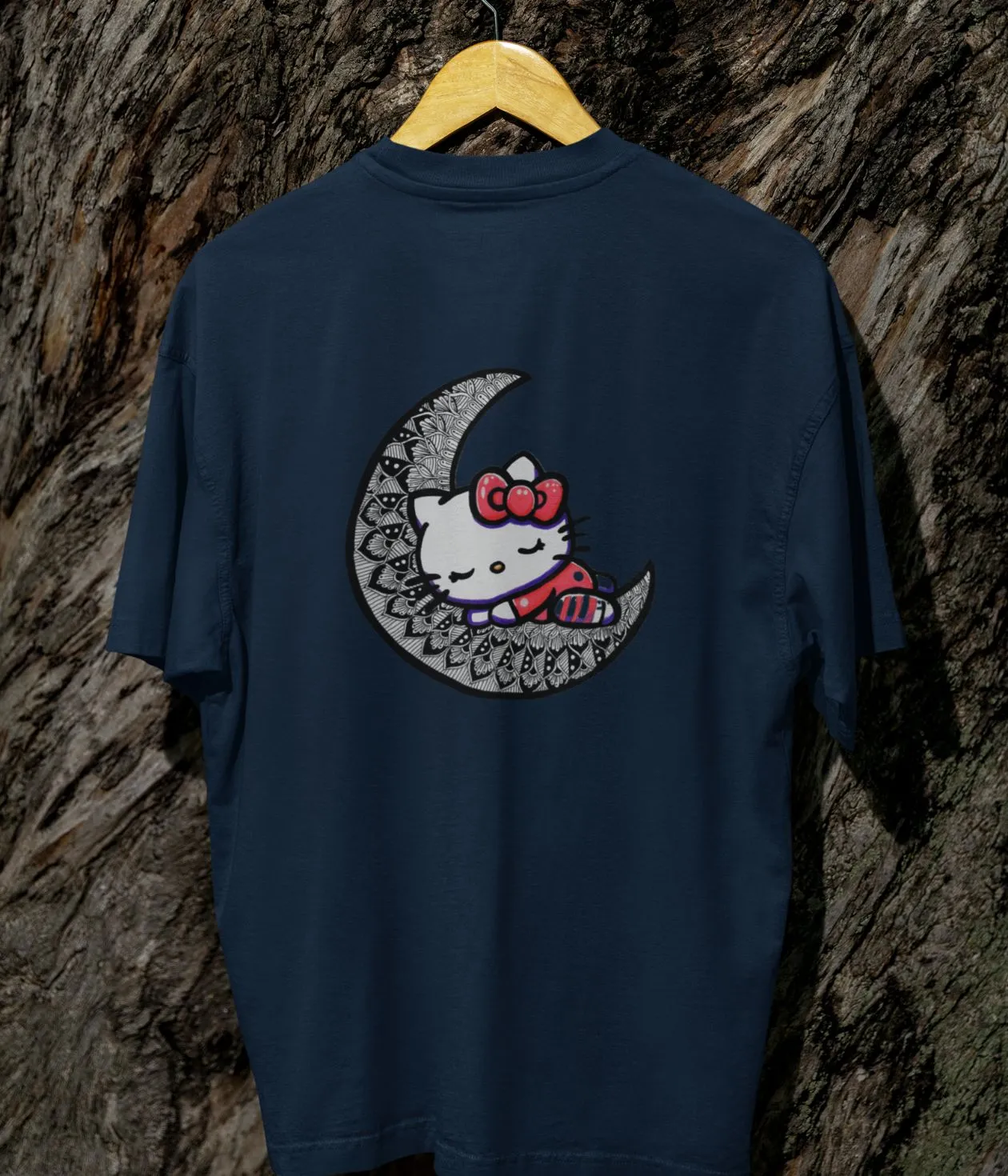 Night Purr - Terry Oversized T-Shirt - Dark