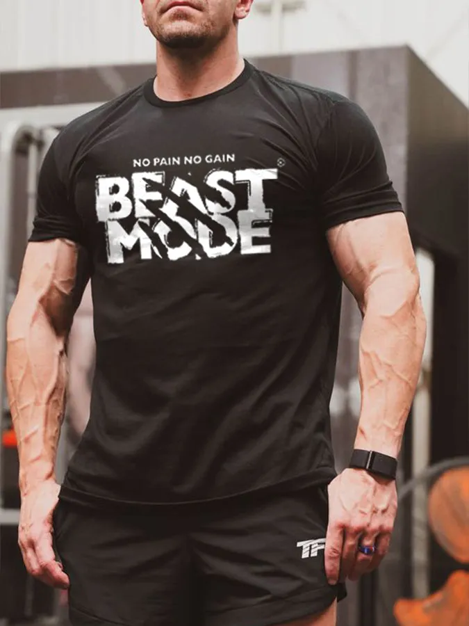 No Pain No Gain Beast Mode Printed Men's T-shirt