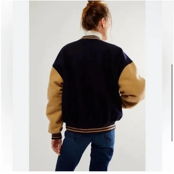 NWT Free People Home Run Varsity Bomber Jacket Large