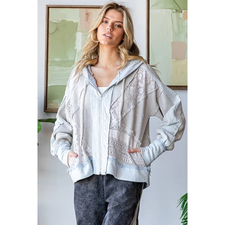 Oli And Hali Washed Lace Detail Hooded Jacket