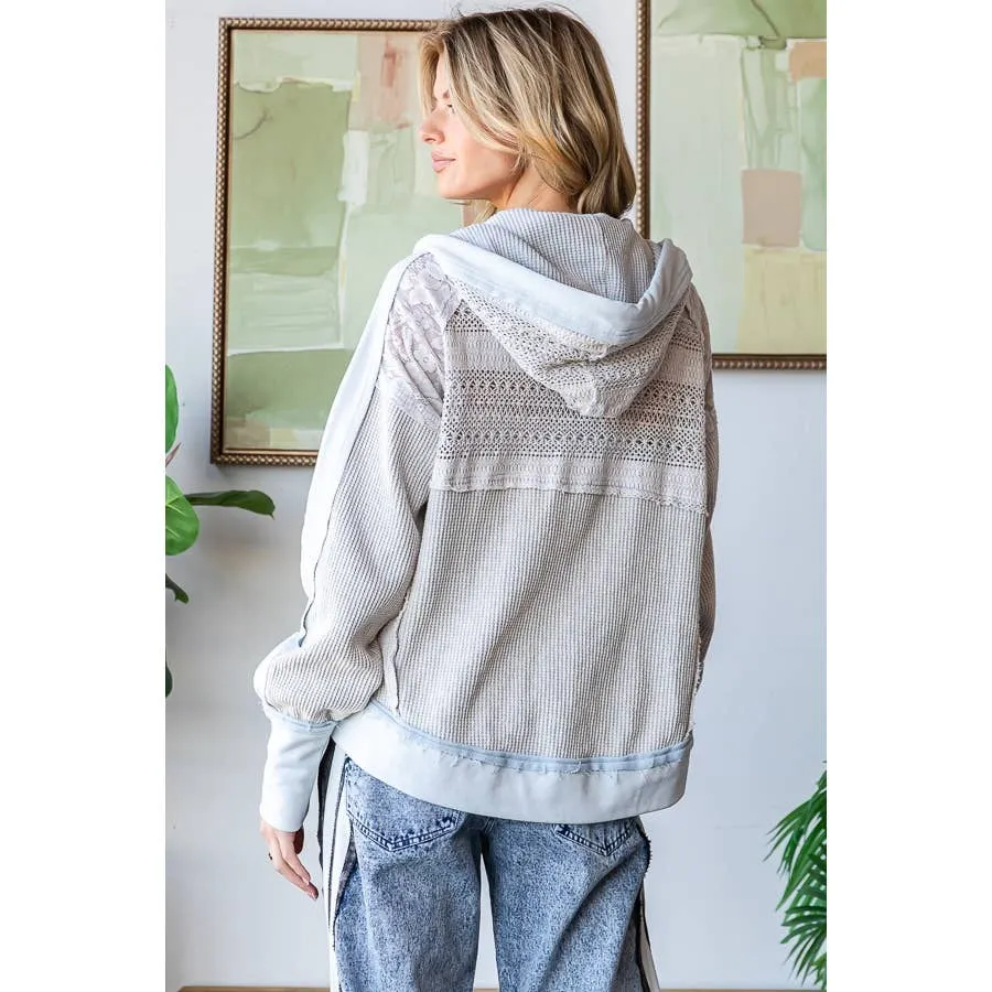 Oli And Hali Washed Lace Detail Hooded Jacket