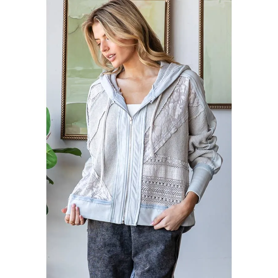Oli And Hali Washed Lace Detail Hooded Jacket