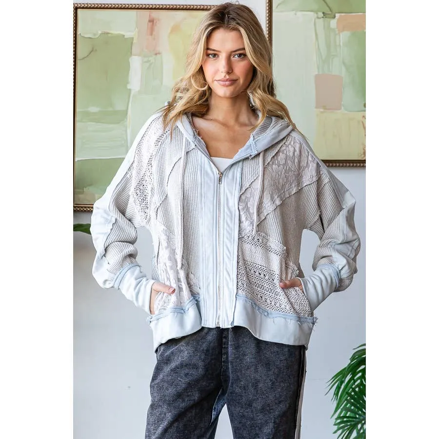 Oli And Hali Washed Lace Detail Hooded Jacket