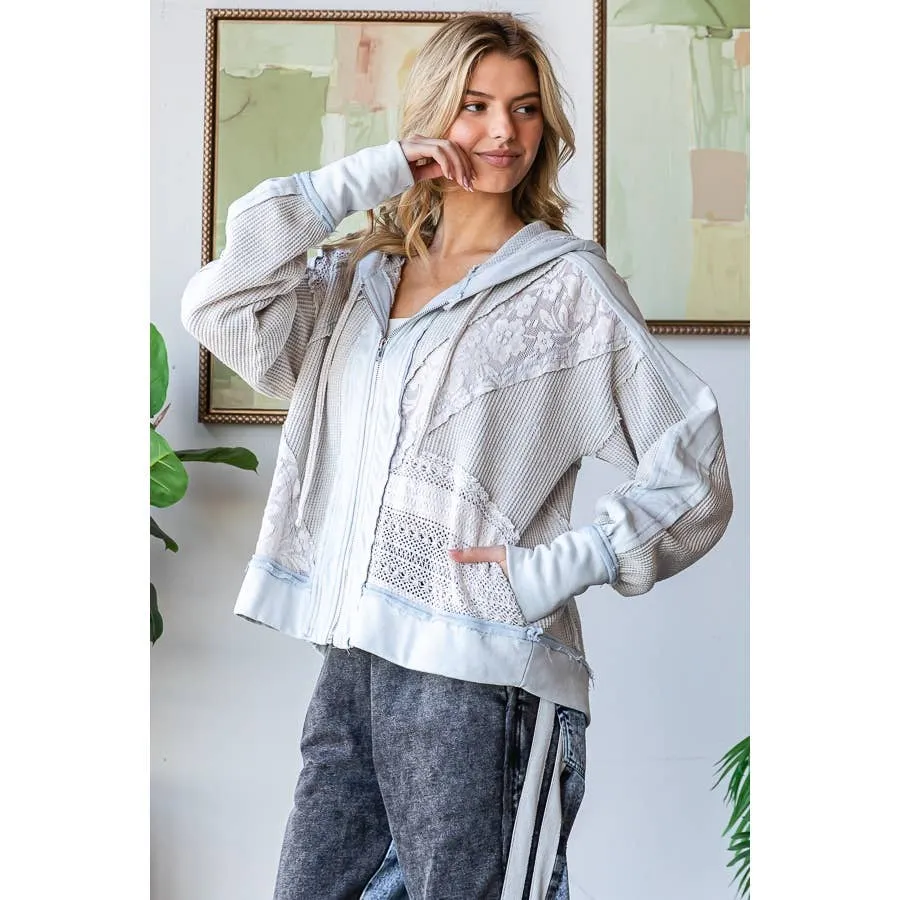Oli And Hali Washed Lace Detail Hooded Jacket