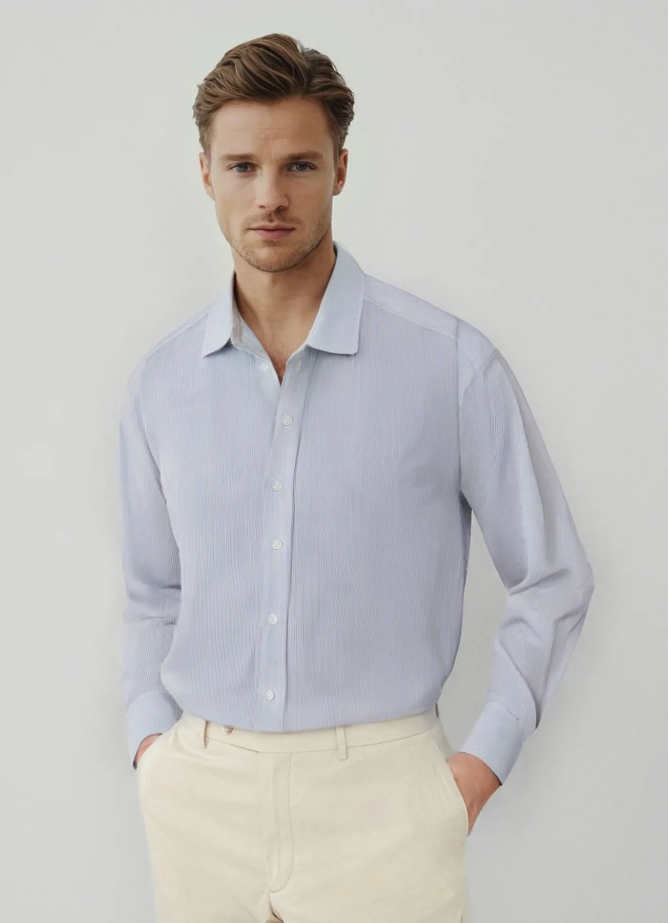 Olivier men's blue shirt with white stripes
