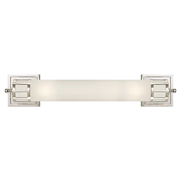 Openwork Long Sconce in Polished Nickel with Frosted Glass