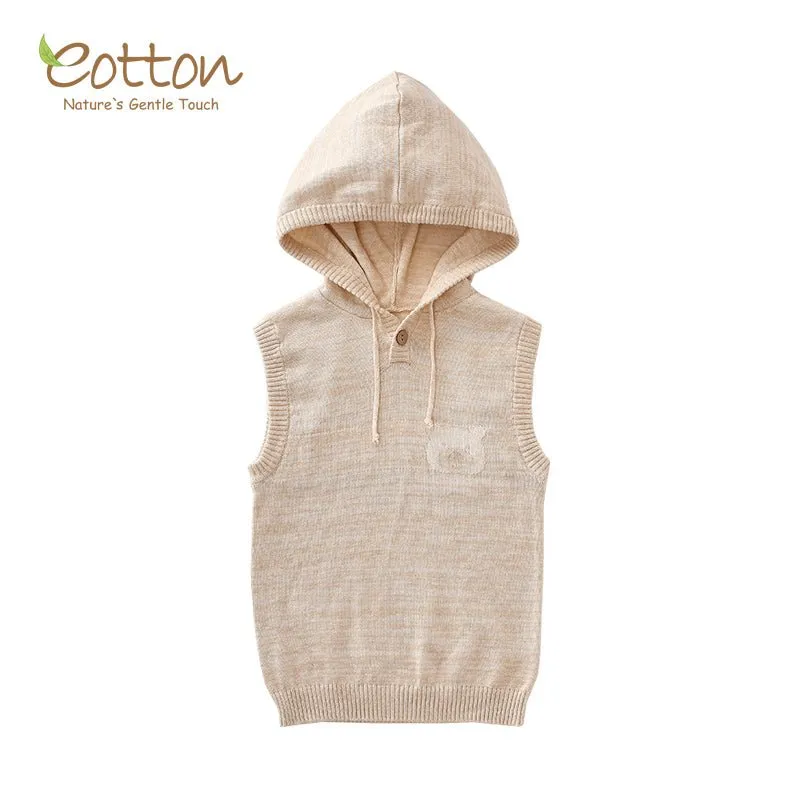 Organic Cable Knit Baby Sweater Vest - Newborn Hooded Knitwear