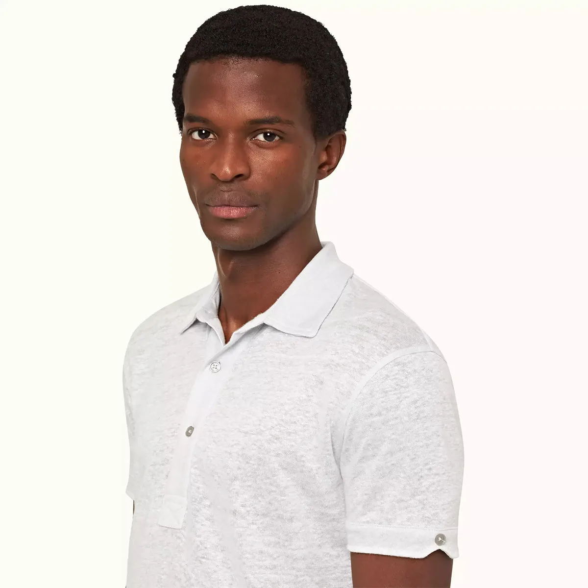 Orlebar Brown - Sebastian Linen Polo in Serenity Blue