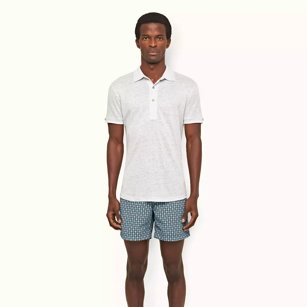 Orlebar Brown - Sebastian Linen Polo in Serenity Blue