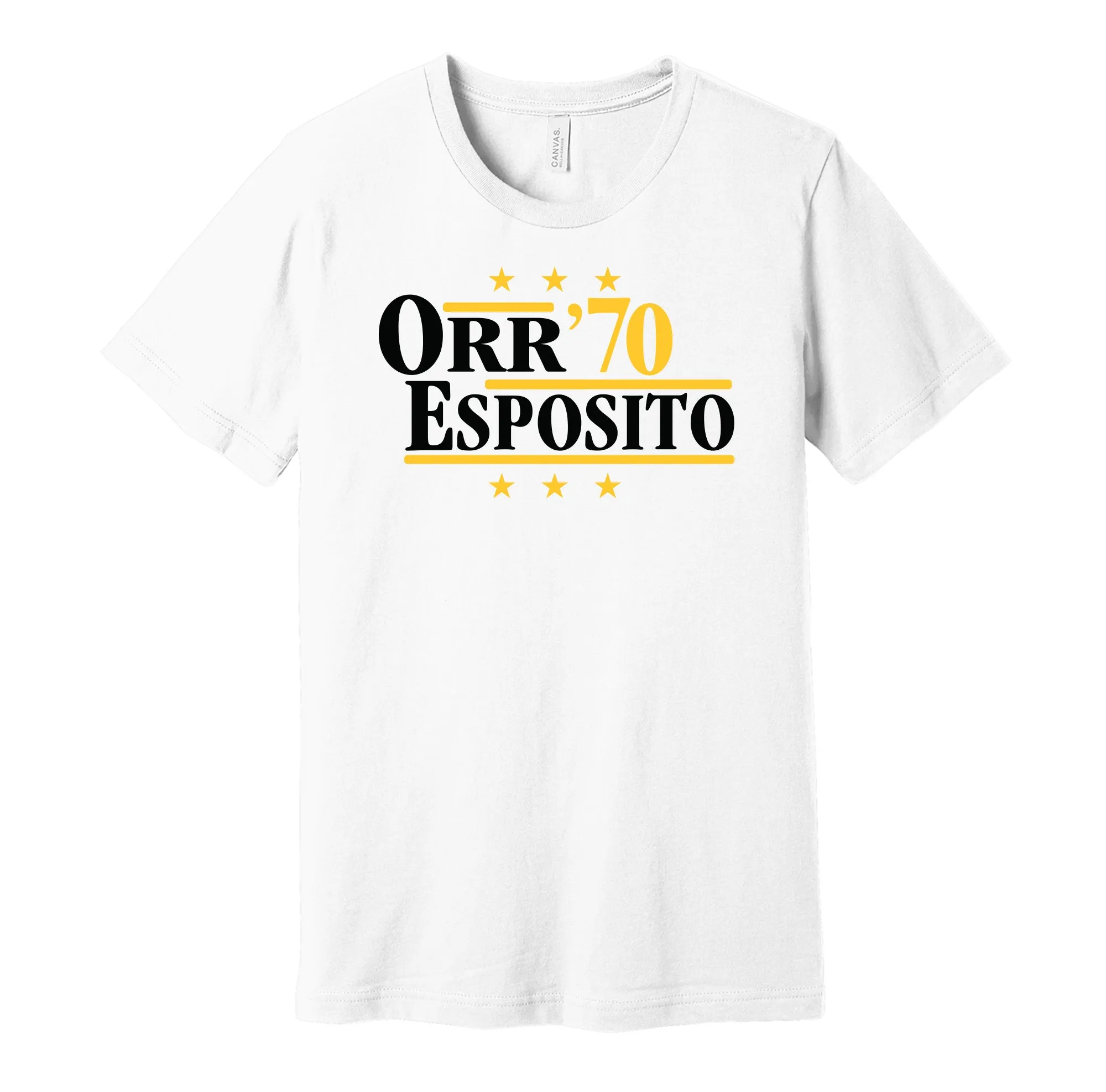 Orr & Esposito '70 - Boston Hockey Legends Political Campaign Parody T-Shirt - Hyper Than Hype Shirts