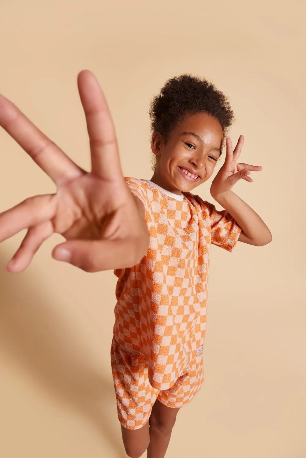 Oversize T-Shirt | Clementine Sorbet Checkered Terry
