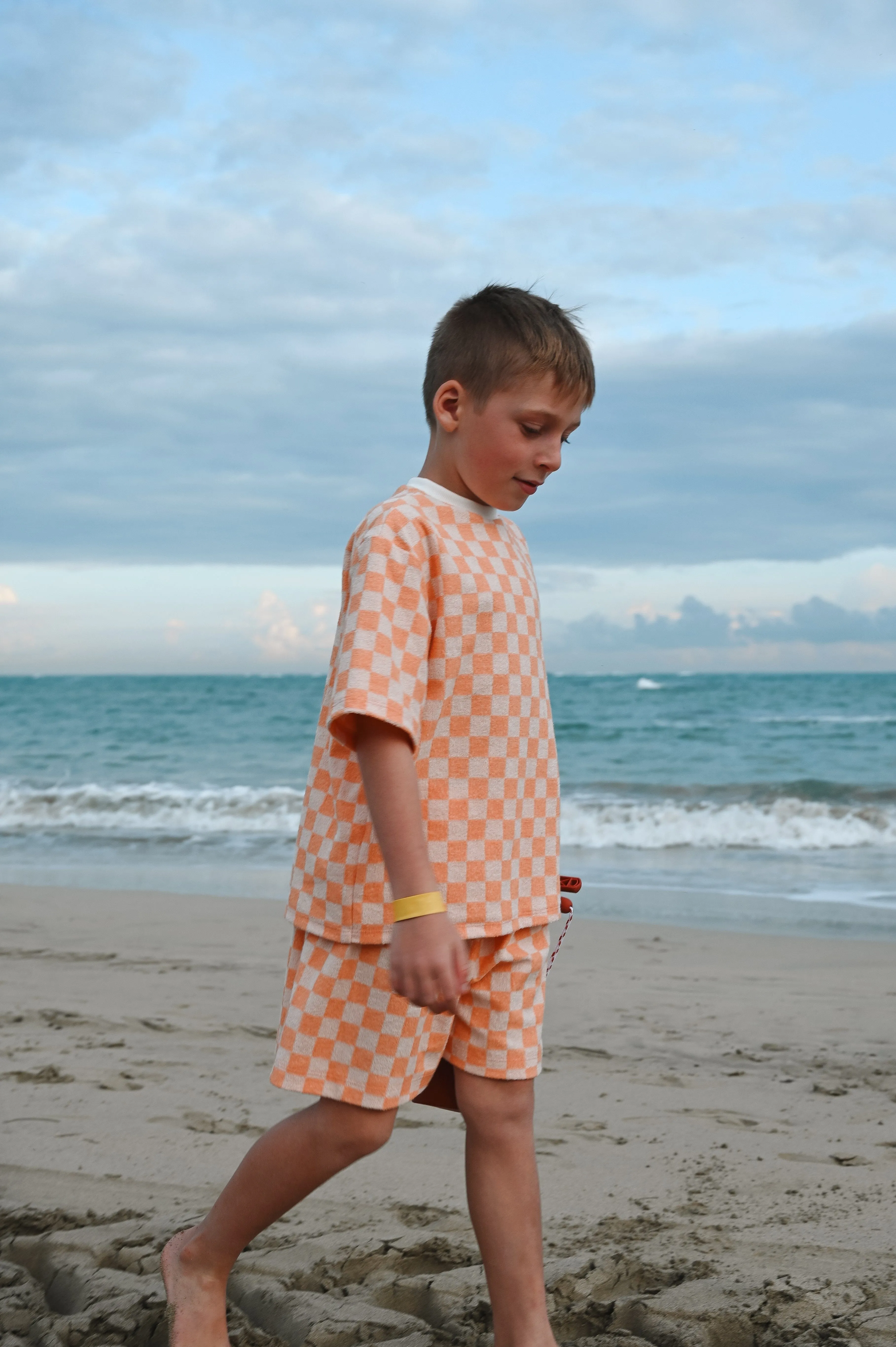 Oversize T-Shirt | Clementine Sorbet Checkered Terry
