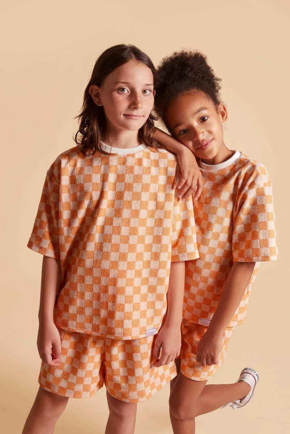 Oversize T-Shirt | Clementine Sorbet Checkered Terry