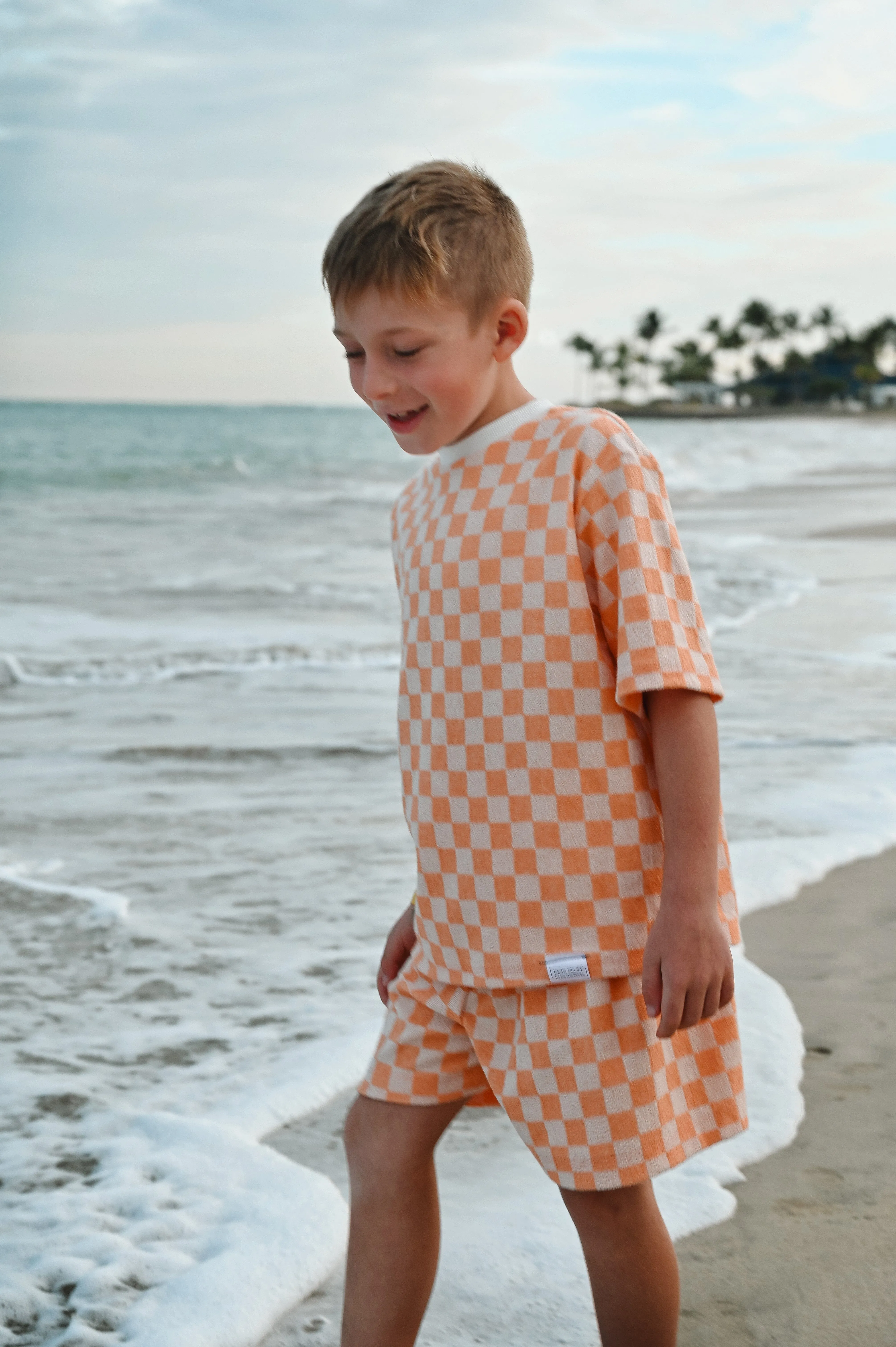 Oversize T-Shirt | Clementine Sorbet Checkered Terry