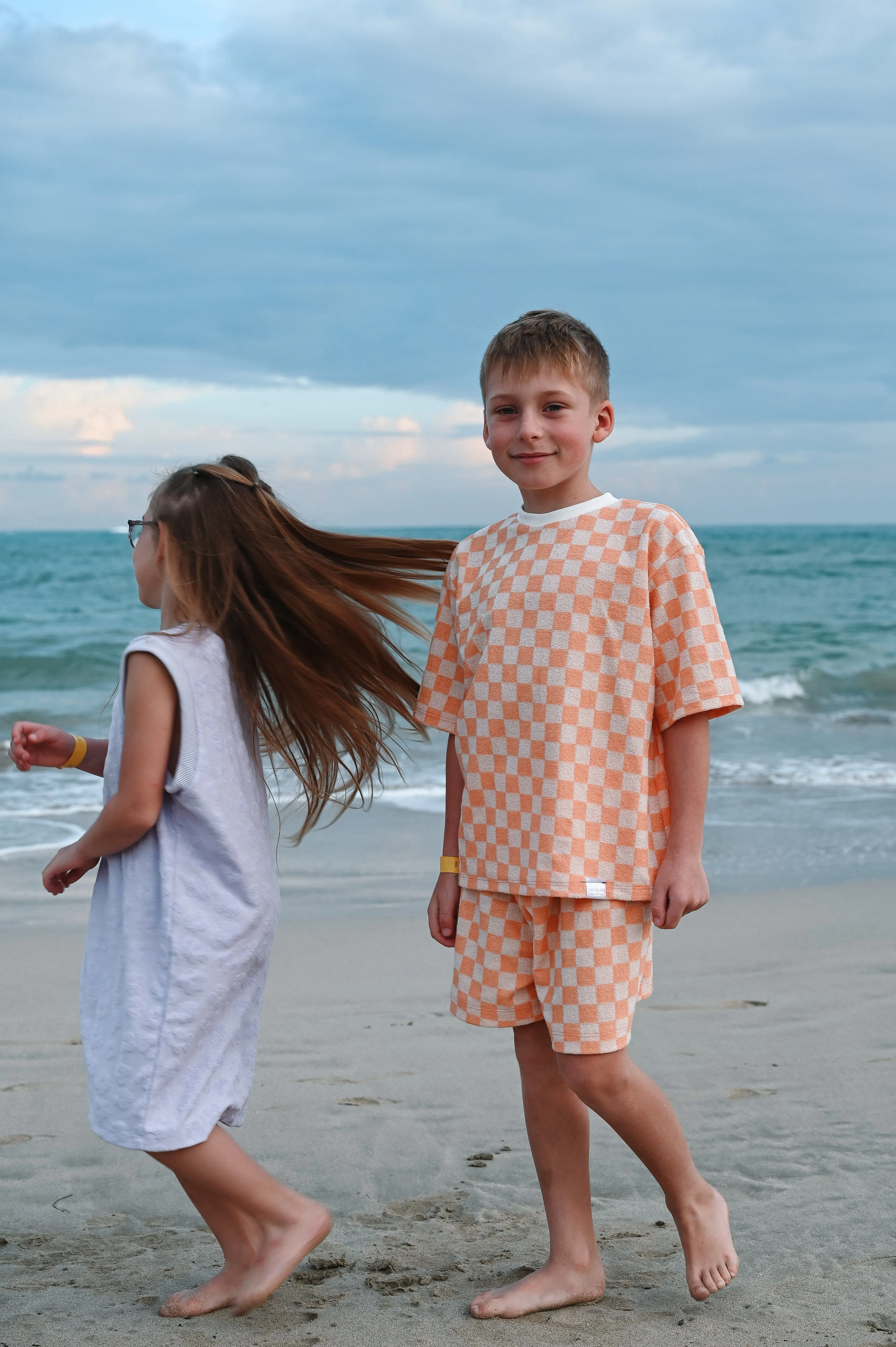 Oversize T-Shirt | Clementine Sorbet Checkered Terry