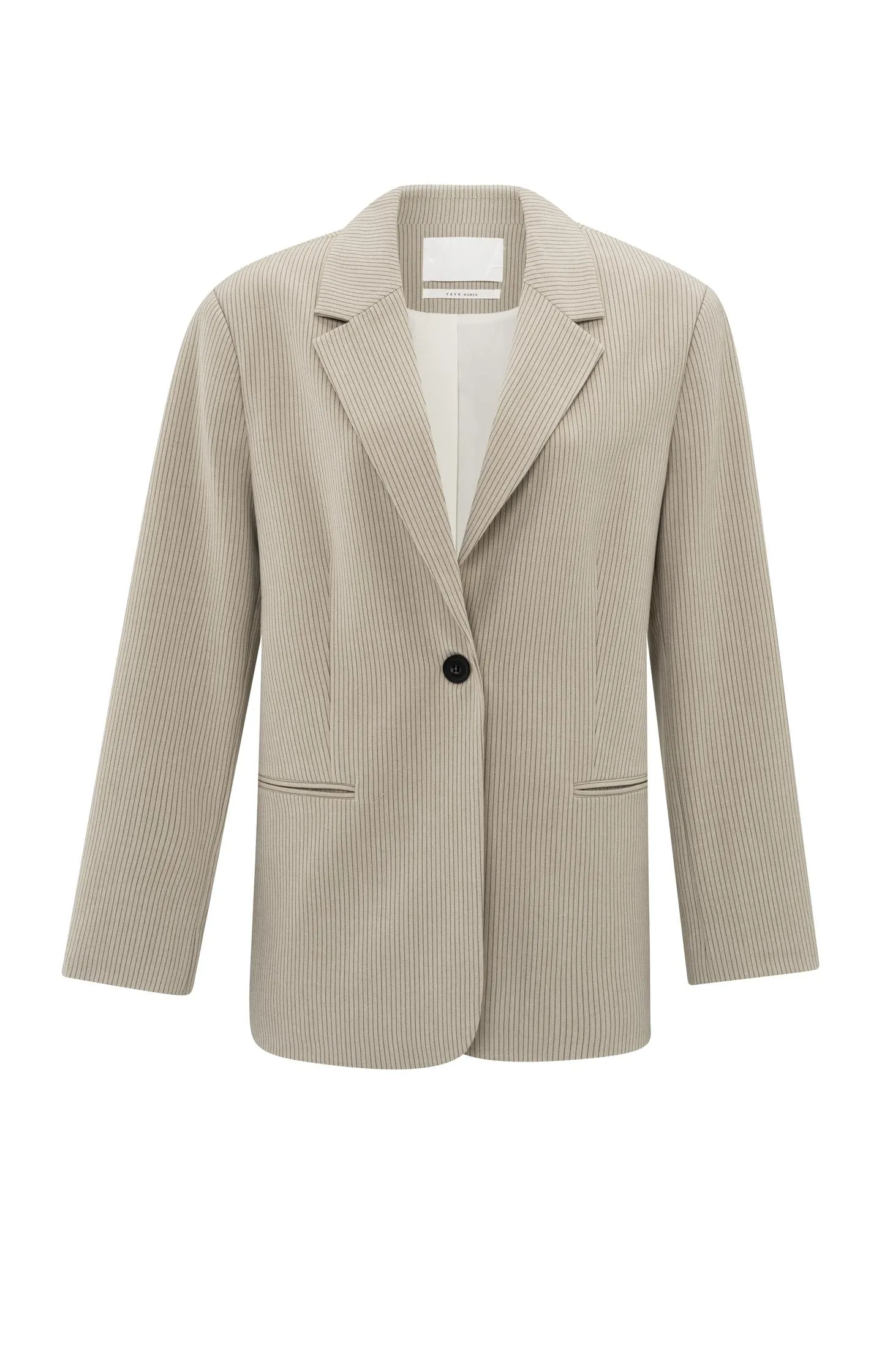 Oversized pinstripe blazer with tie belt
