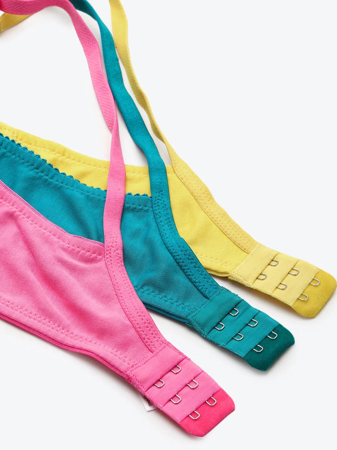 Pack of 3 Solid Non-Wired Non Padded T-shirt Bras