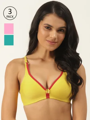 Pack of 3 Solid Non-Wired Non Padded T-shirt Bras