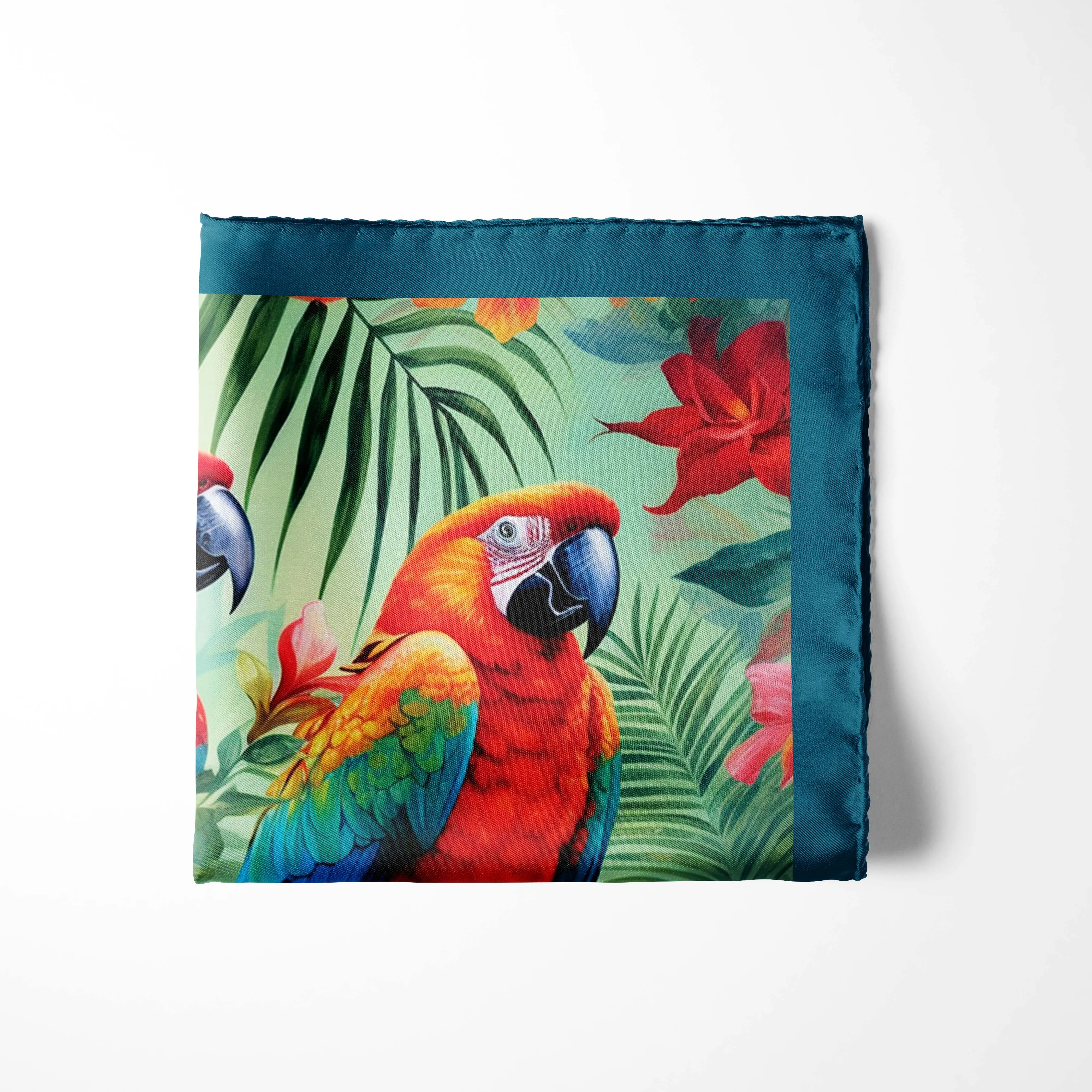 PAIR OF BEAUTIFUL PARROTS SILK POCKET SQUARE