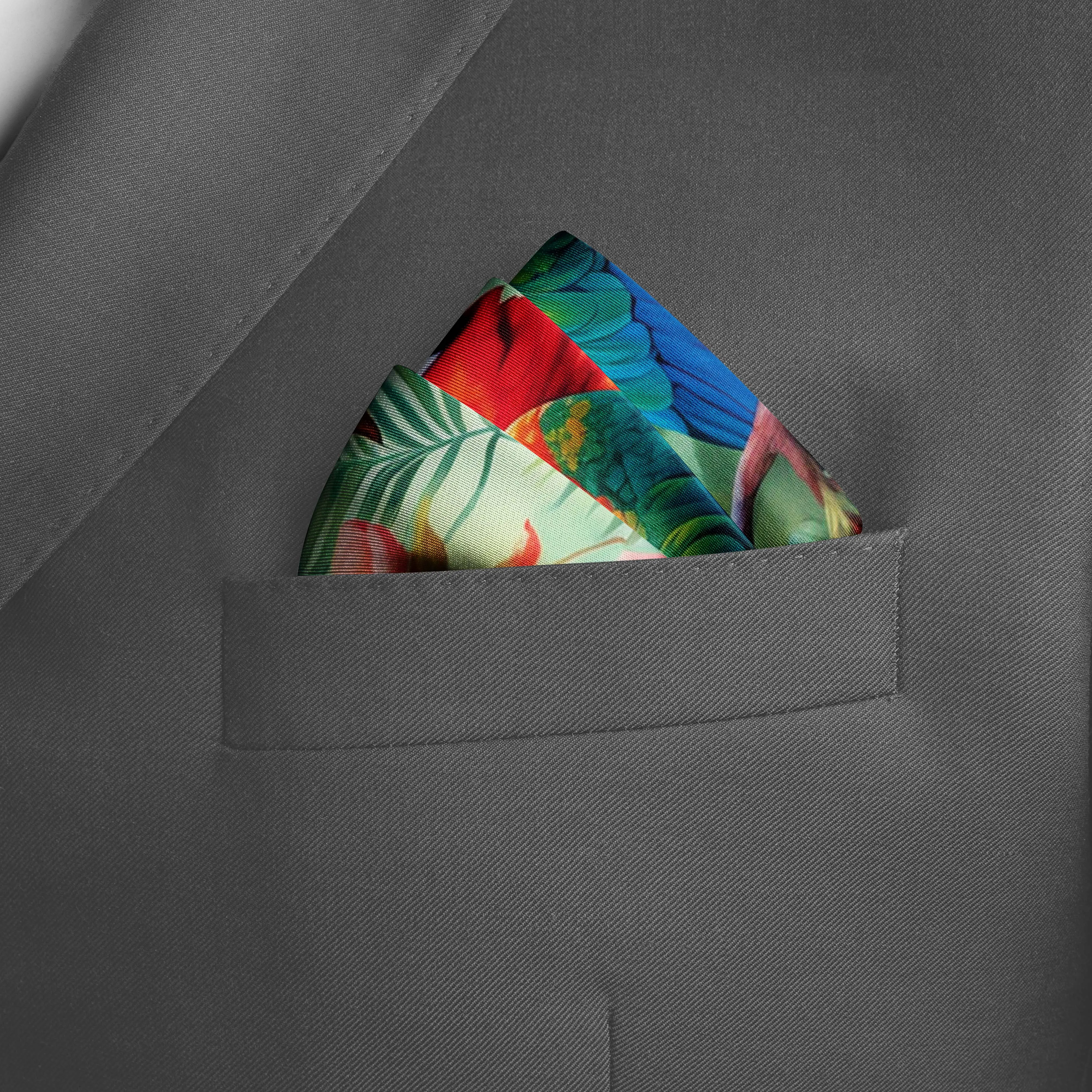 PAIR OF BEAUTIFUL PARROTS SILK POCKET SQUARE