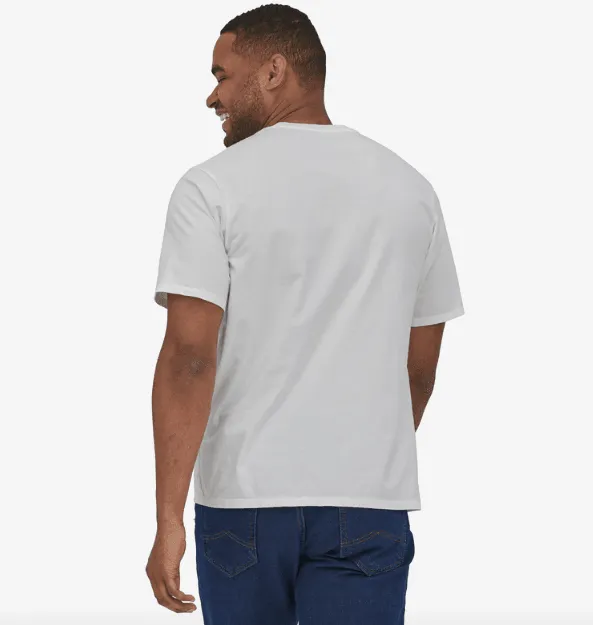 Patagonia Line Logo Ridge Stripe Organic Pocket T-Shirt White