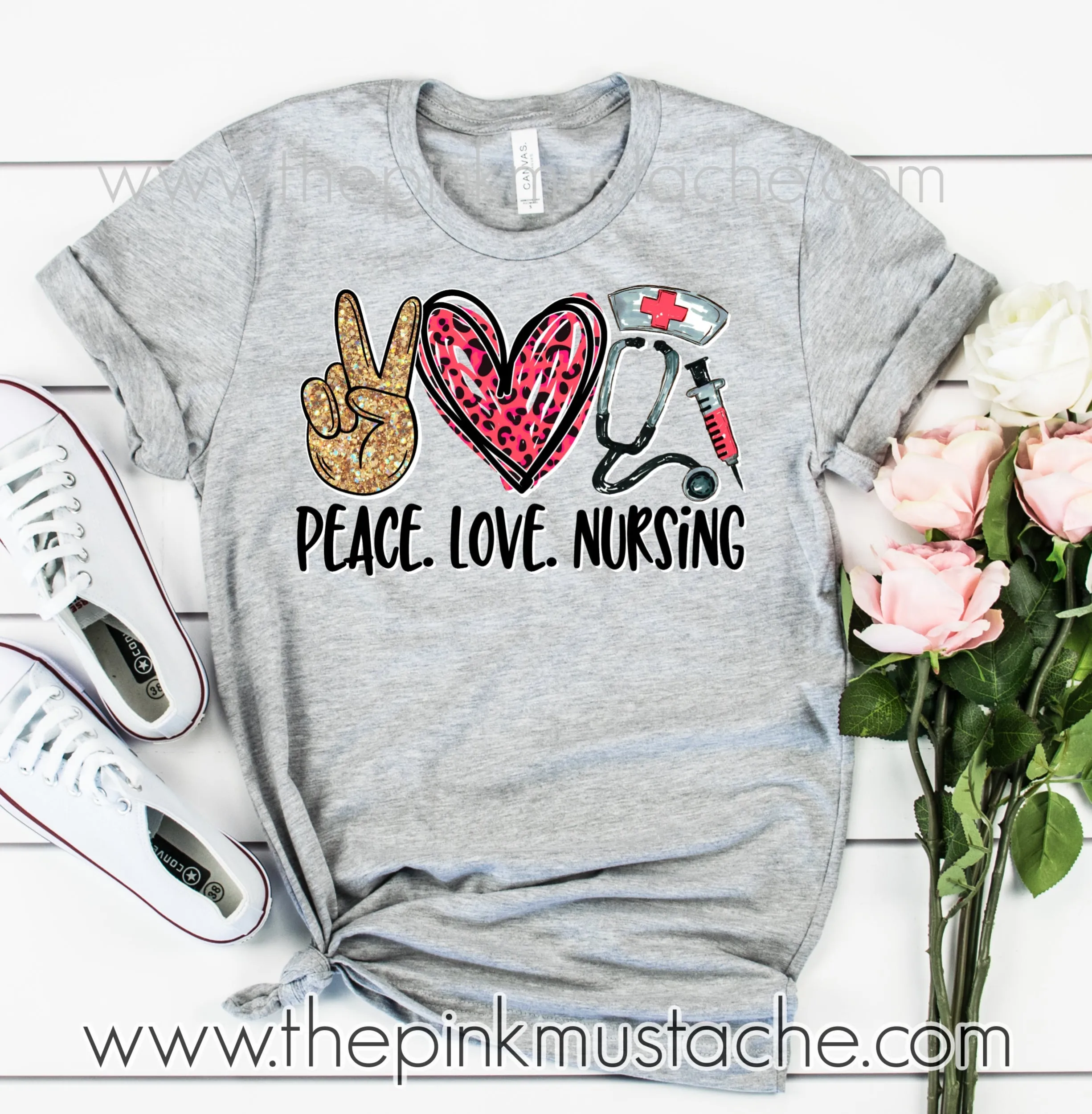 Peace Love Nursing Tee / Unisex Sized Nurse T-Shirt