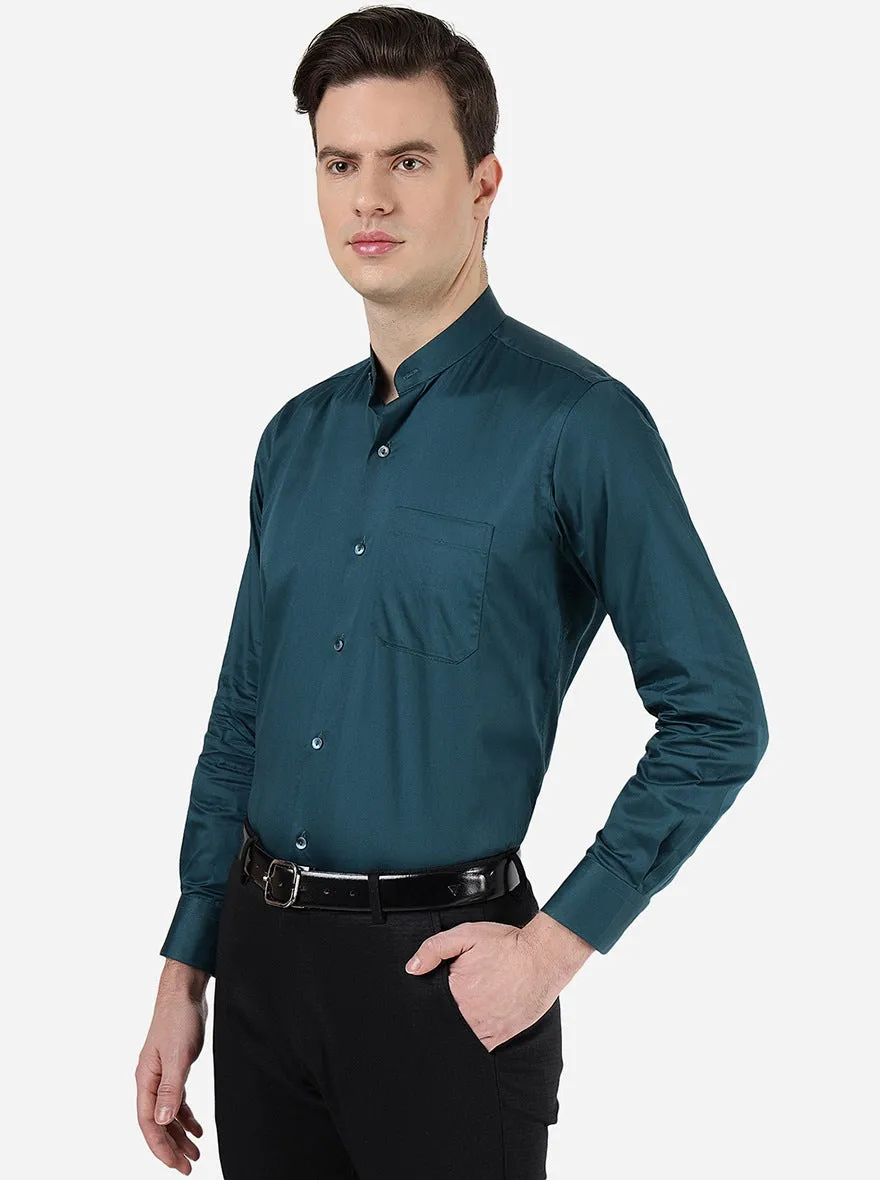 Peacock Green Solid Slim Fit Formal Shirt | Metal