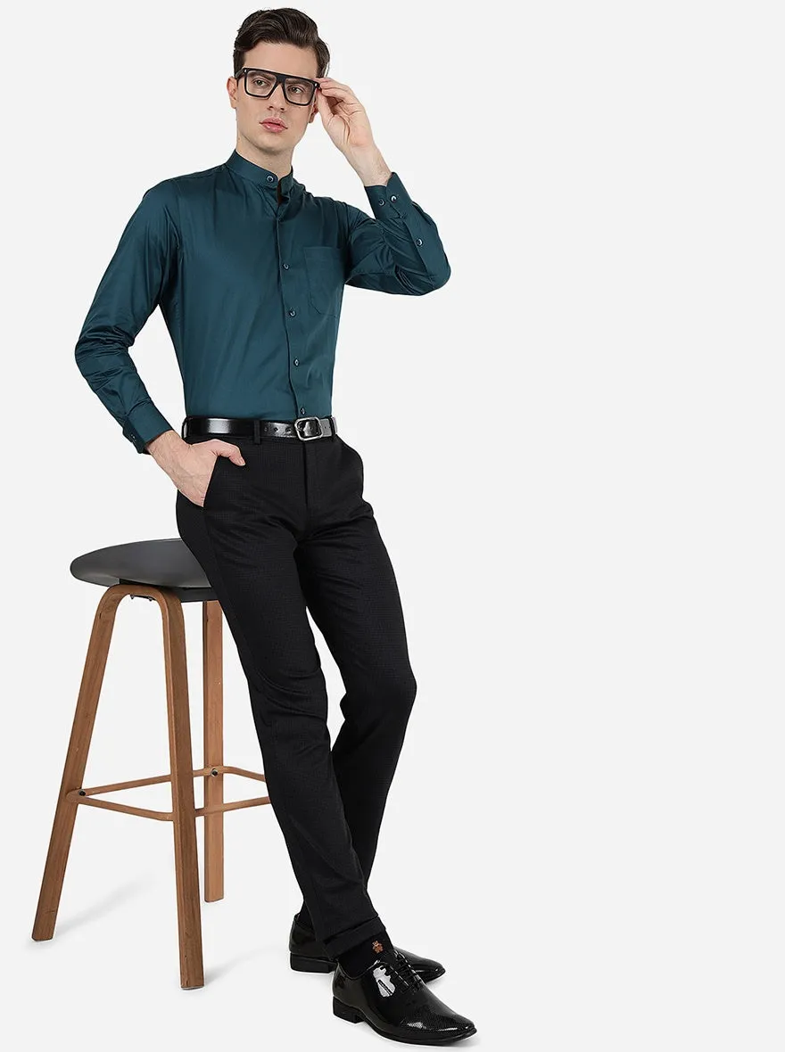 Peacock Green Solid Slim Fit Formal Shirt | Metal