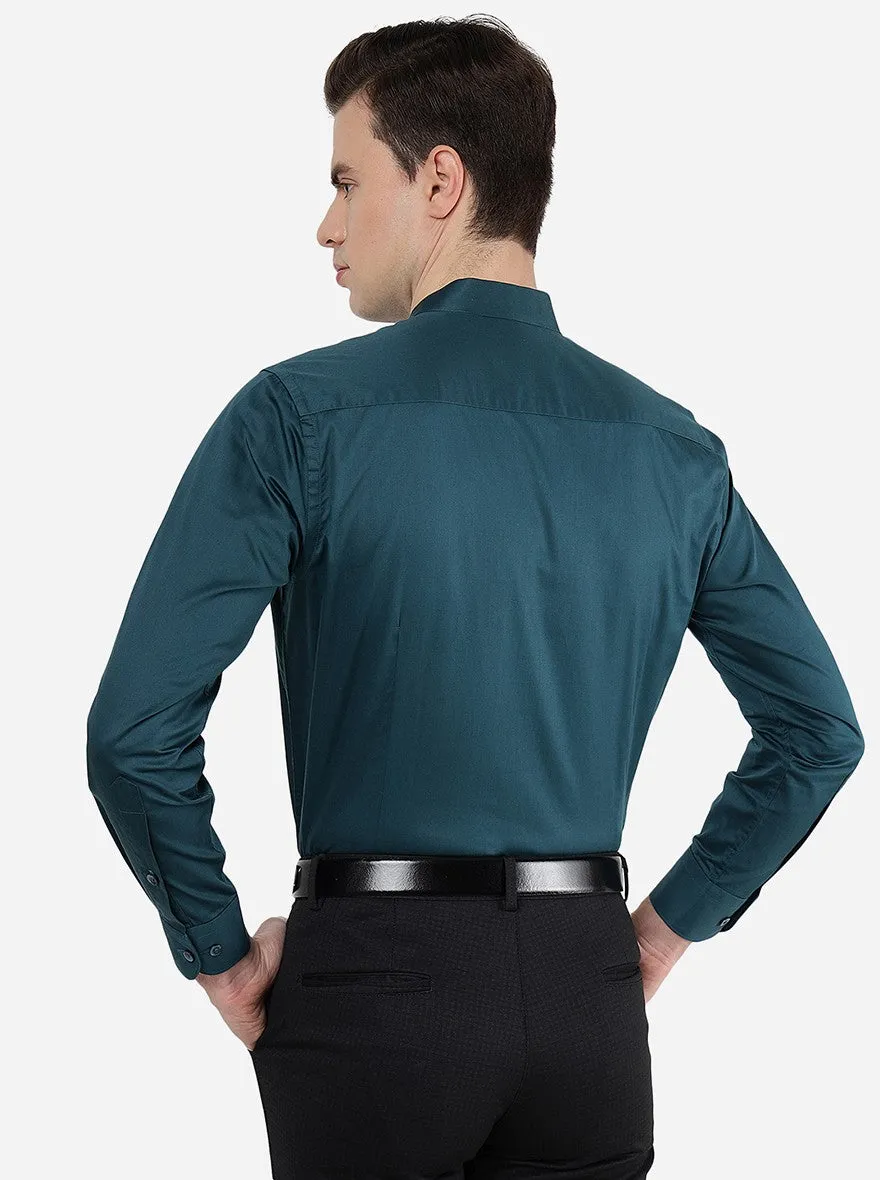 Peacock Green Solid Slim Fit Formal Shirt | Metal