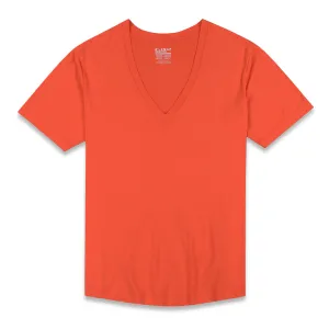 Perfect Pima Relaxed Deep V-Neck T-Shirt Rylee Red
