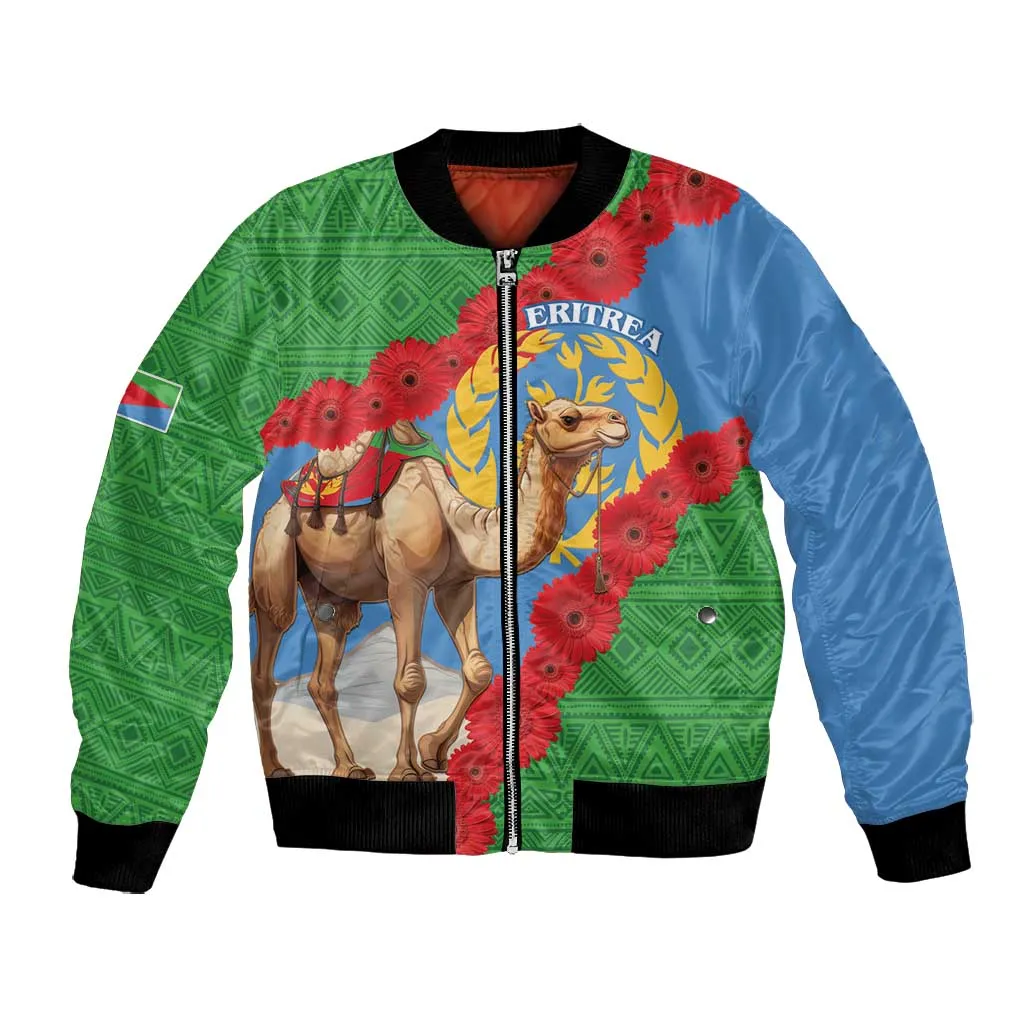 Personalised Eritrea Arabian Camel Bomber Jacket Gerbera Flower - Flag Color LT15