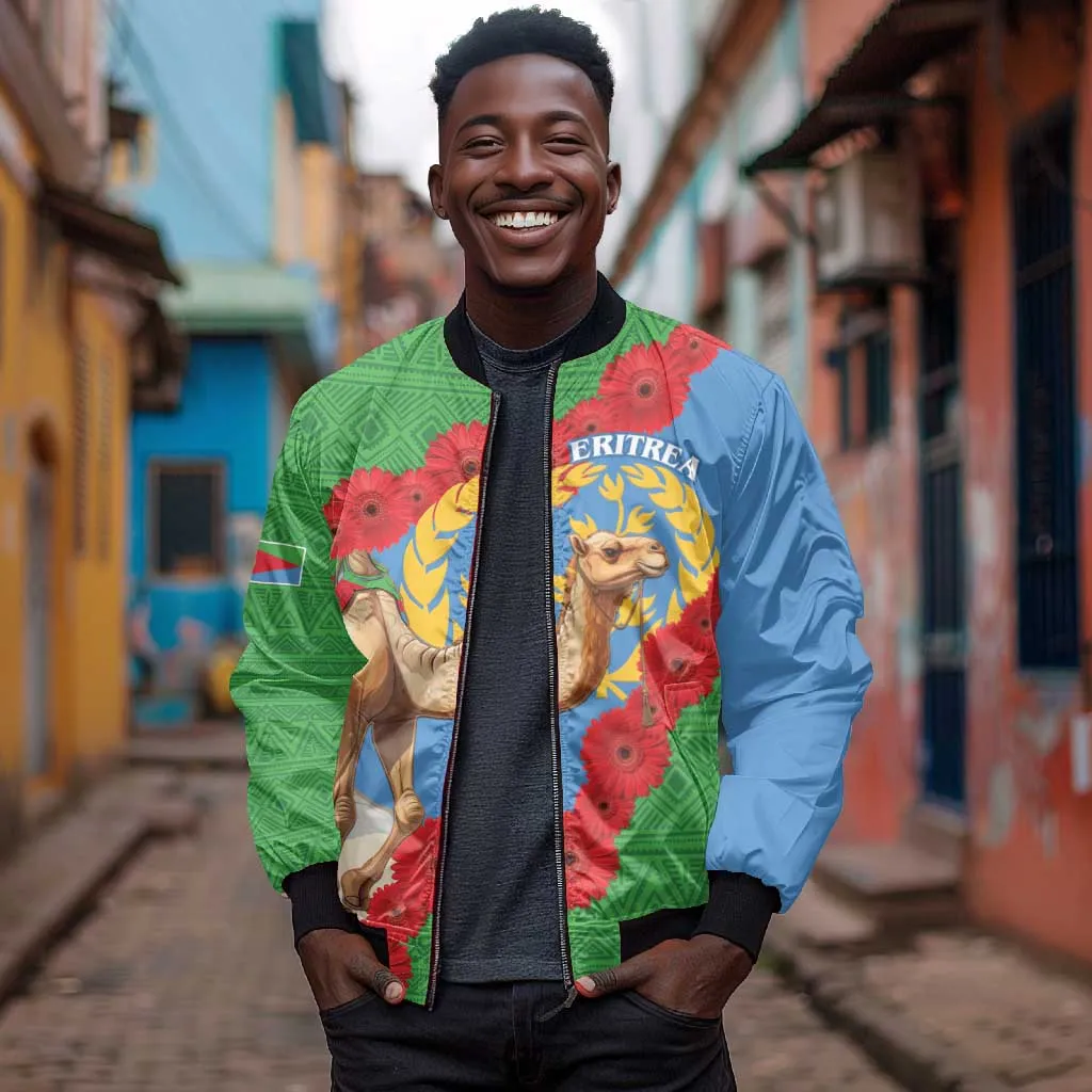 Personalised Eritrea Arabian Camel Bomber Jacket Gerbera Flower - Flag Color LT15