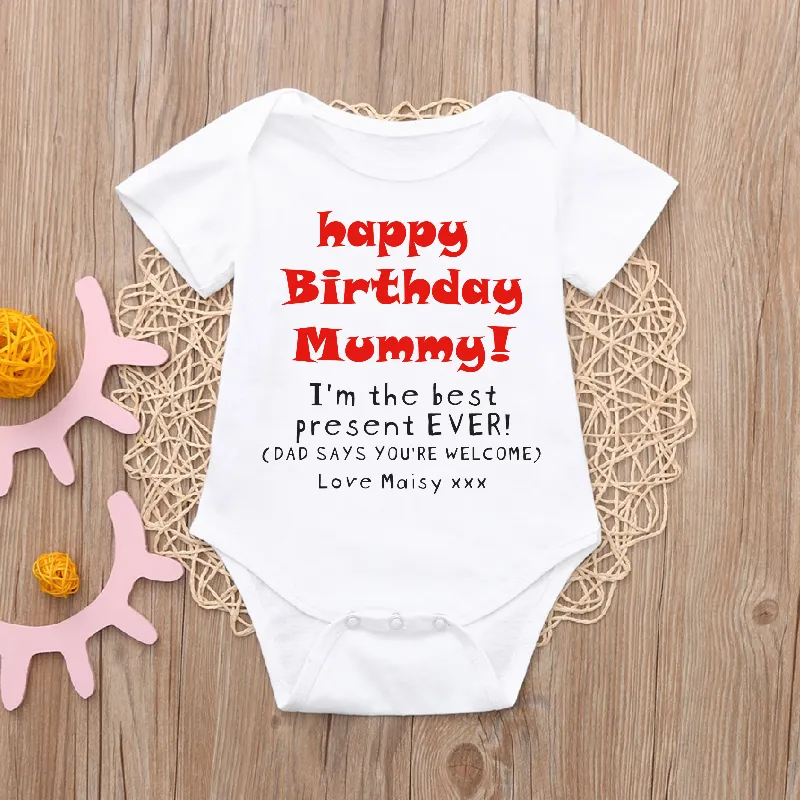 Personalised Happy Birthday Mummy I'm your best present T-shirt or Vest