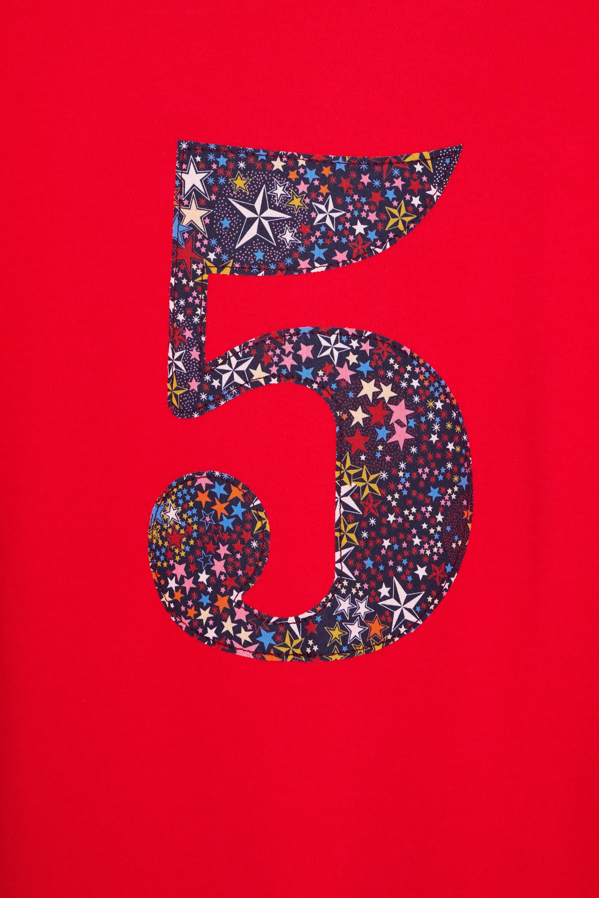 Personalised or Age Red T-Shirt in Adelajda's Wish Liberty Print