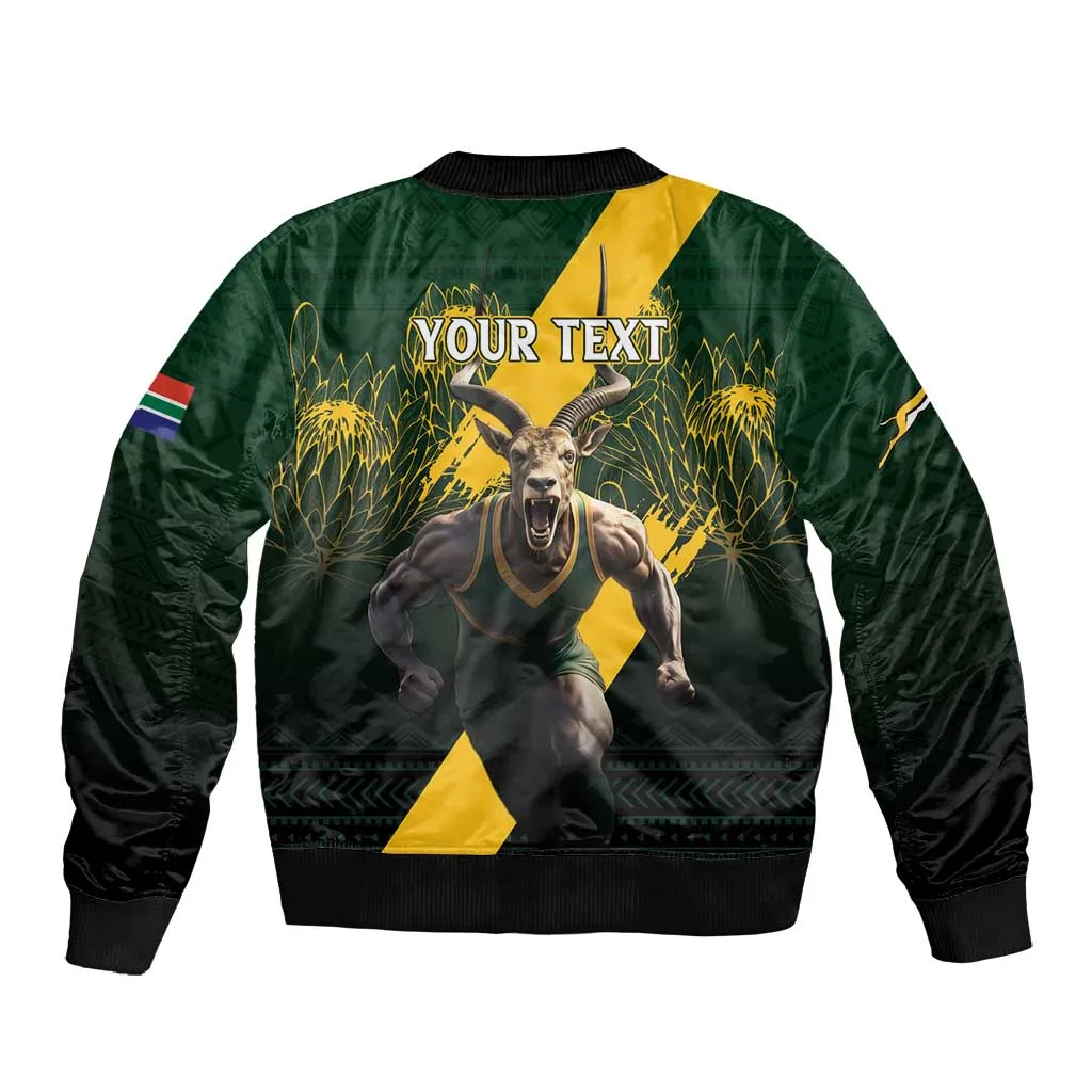 Personalised South Africa Rugby Bomber Jacket Proud Bokke We Are Champions LT7