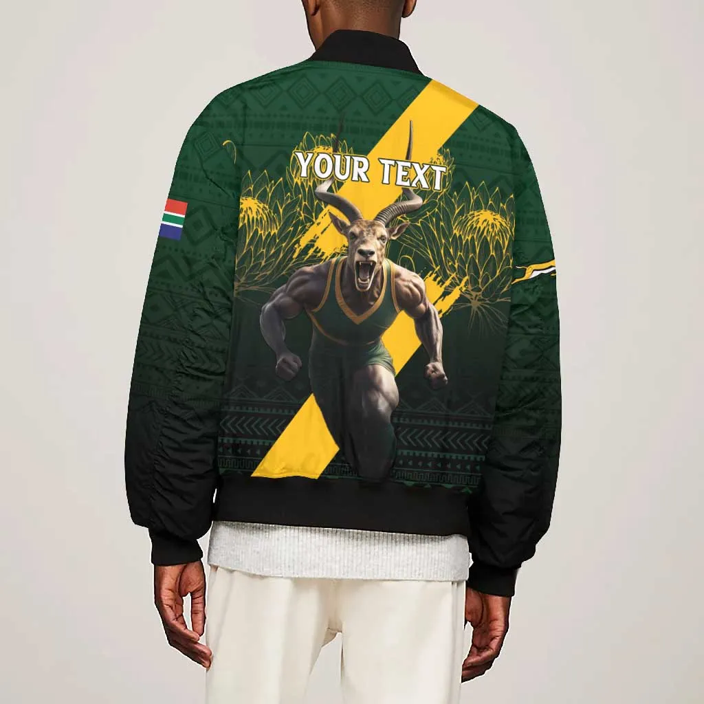 Personalised South Africa Rugby Bomber Jacket Proud Bokke We Are Champions LT7