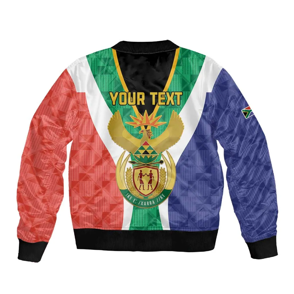 Personalised South Africa Sleeve Zip Bomber Jacket Coat Of Arms Flag Style LT15