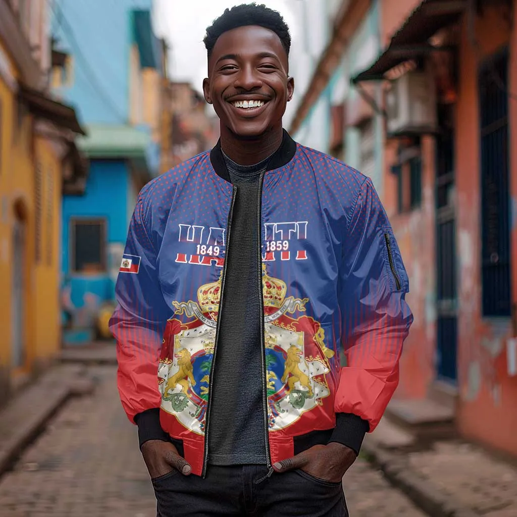 Personalized Anpi an Ayiti Sleeve Zip Bomber Jacket Imperial Coat Of Arms Flag Style LT15