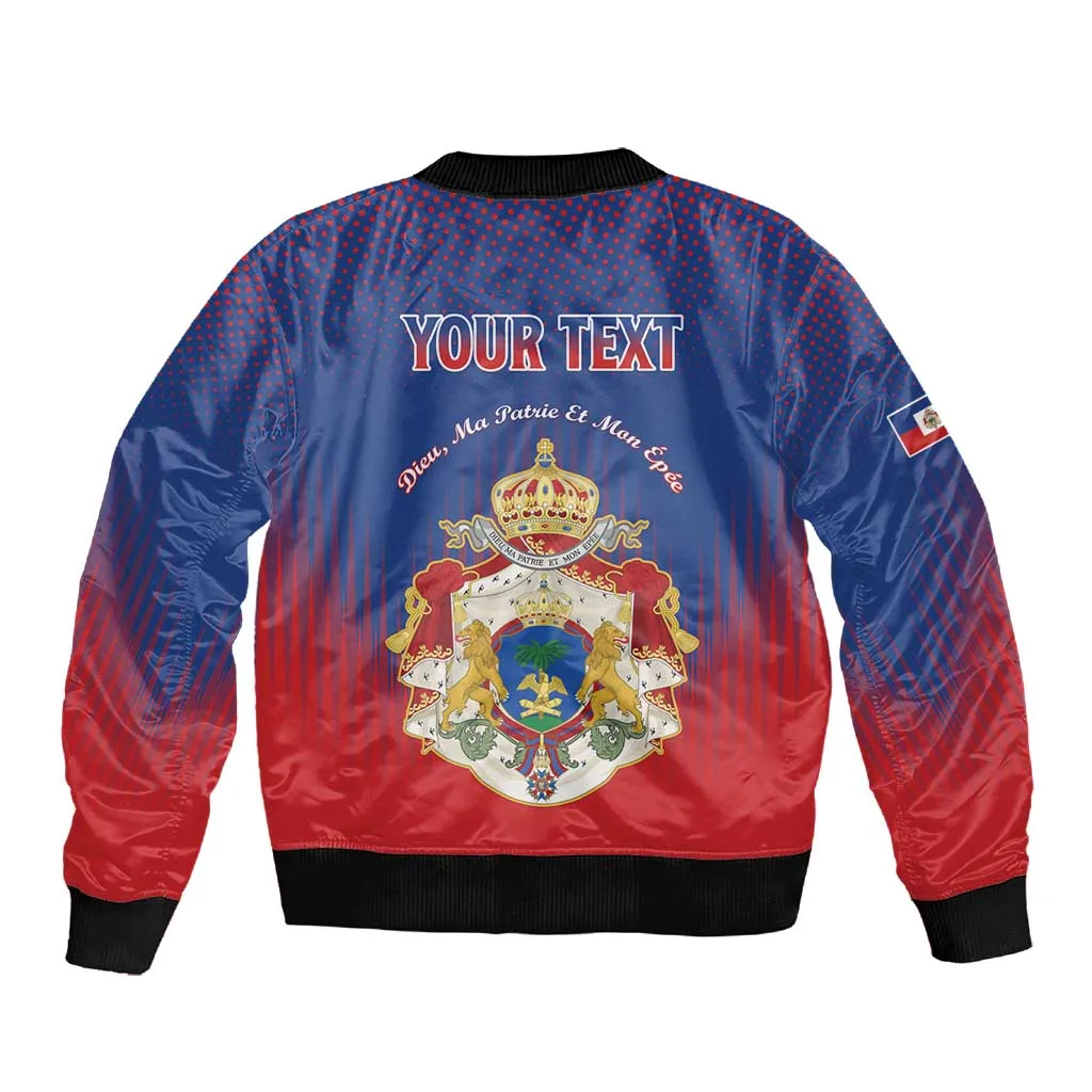Personalized Anpi an Ayiti Sleeve Zip Bomber Jacket Imperial Coat Of Arms Flag Style LT15