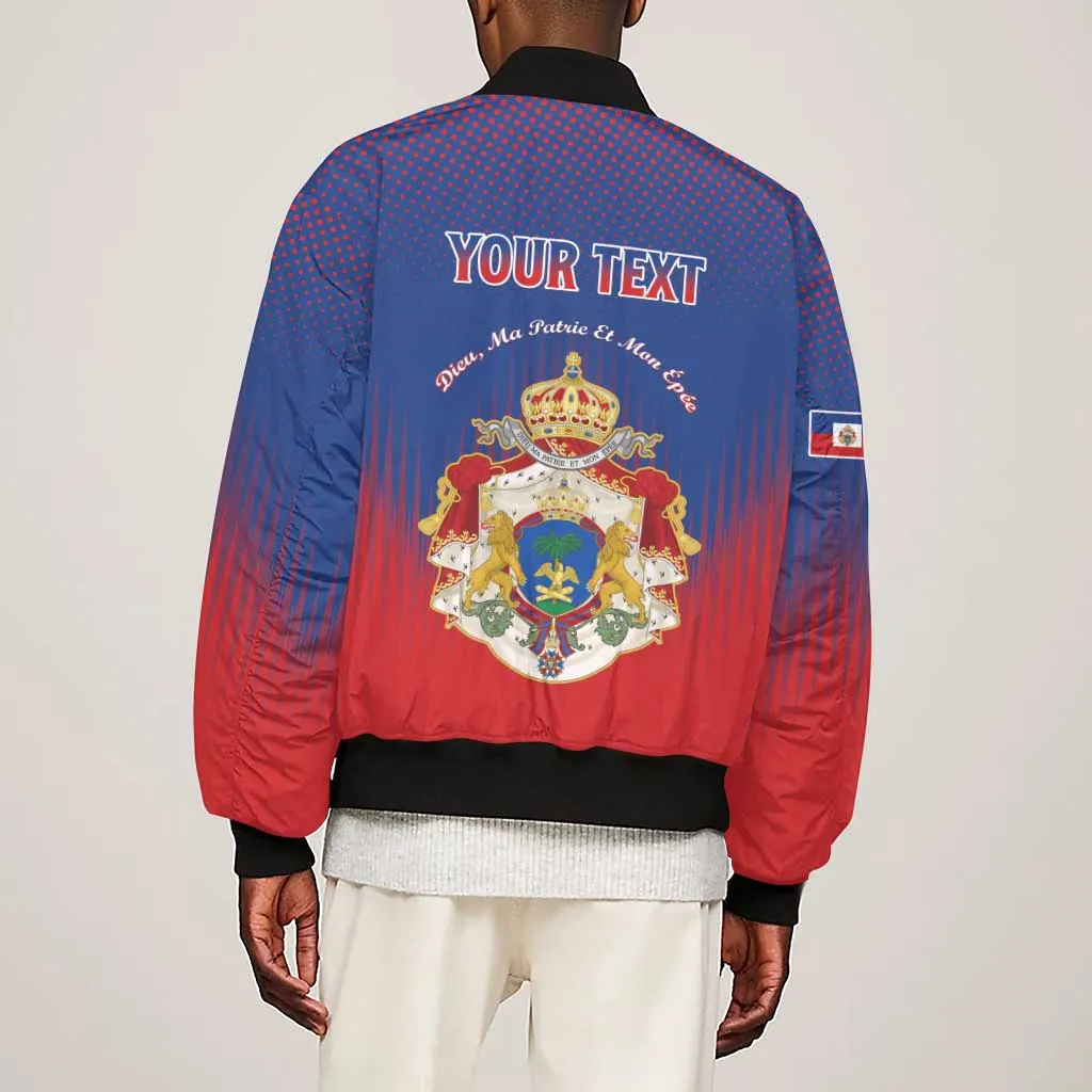 Personalized Anpi an Ayiti Sleeve Zip Bomber Jacket Imperial Coat Of Arms Flag Style LT15