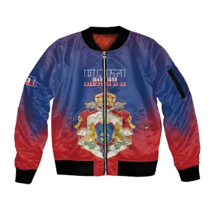 Personalized Anpi an Ayiti Sleeve Zip Bomber Jacket Imperial Coat Of Arms Flag Style LT15