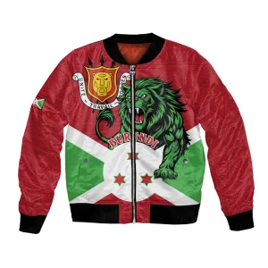 Personalized Jamhuri ya Burundi Bomber Jacket Lion With Coat Of Arms - Flag Style LT15