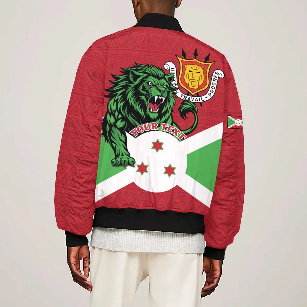 Personalized Jamhuri ya Burundi Bomber Jacket Lion With Coat Of Arms - Flag Style LT15