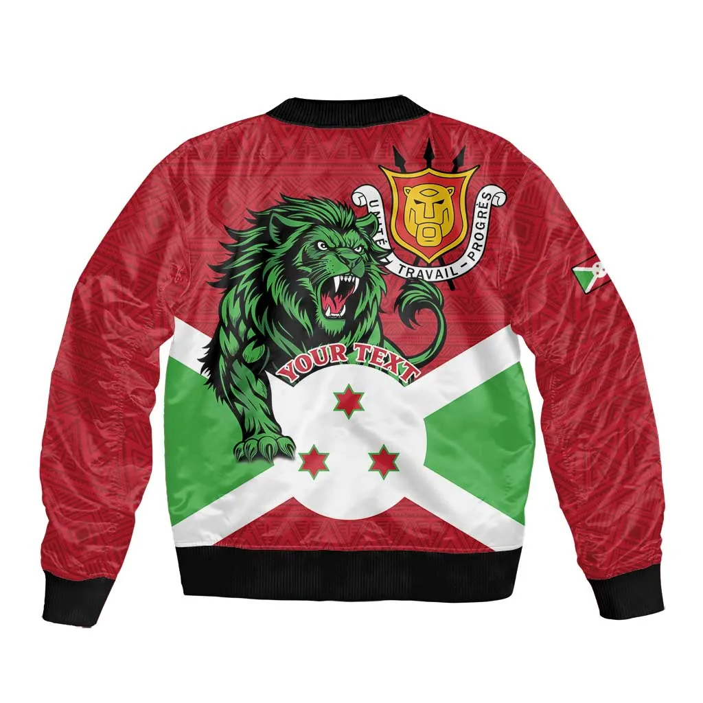 Personalized Jamhuri ya Burundi Bomber Jacket Lion With Coat Of Arms - Flag Style LT15
