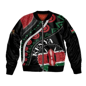 Personalized Kenya Bomber Jacket Harambee African Pattern - Coat of Arms Design LT01