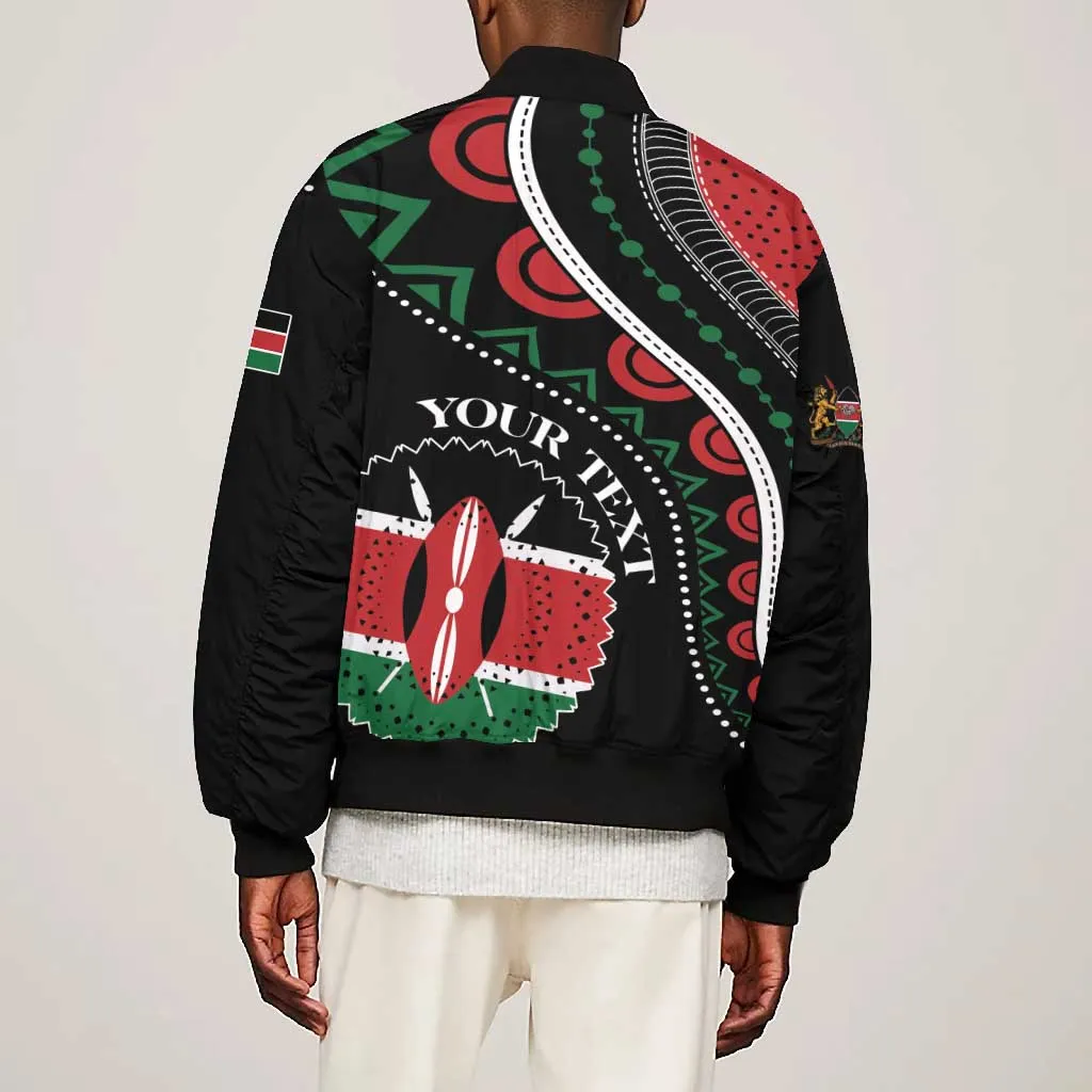 Personalized Kenya Bomber Jacket Harambee African Pattern - Coat of Arms Design LT01