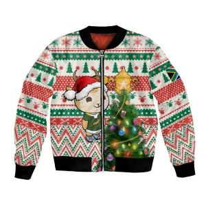 Personalized South Africa Rugby Christmas Bomber Jacket with Cute Springbok and Christmas Tree LT01