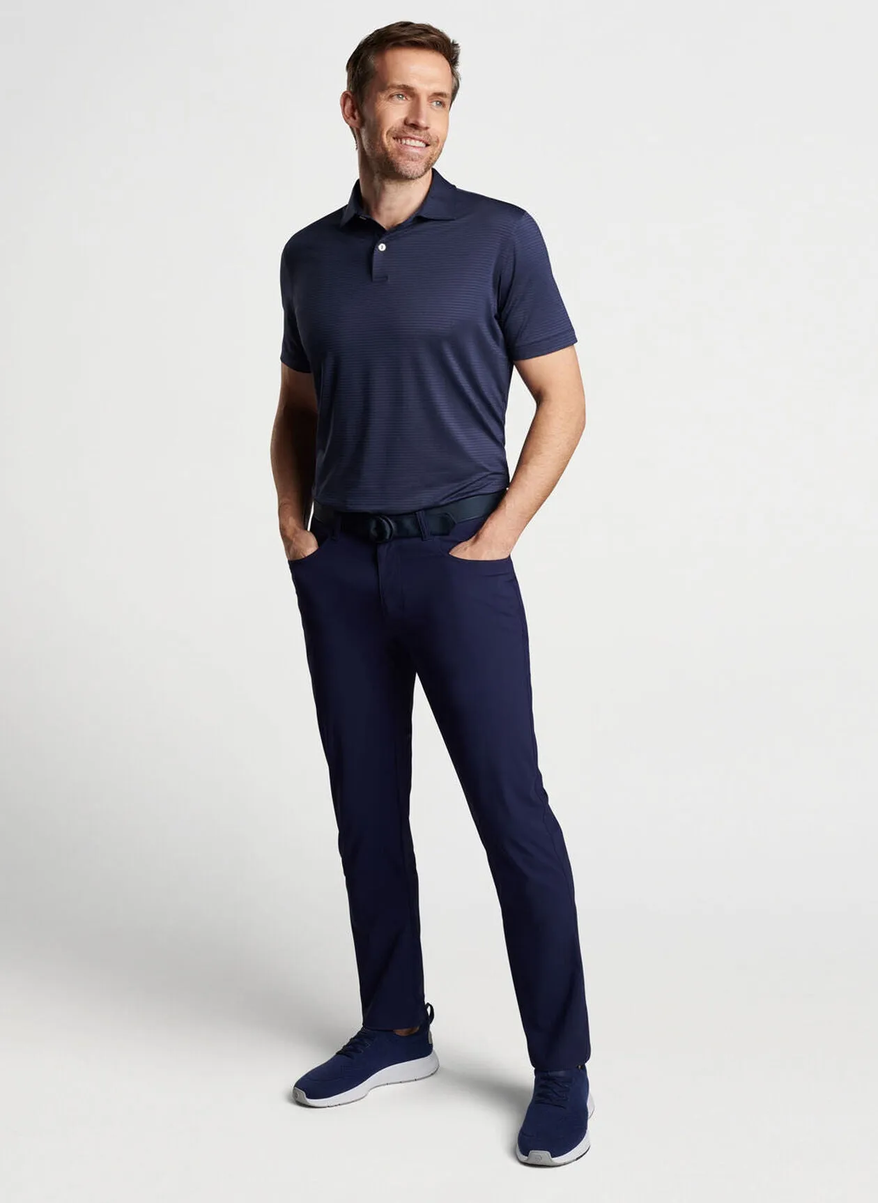 Peter Millar Mens Tailored Fit Empire Performance Jersey Polo - NAVY