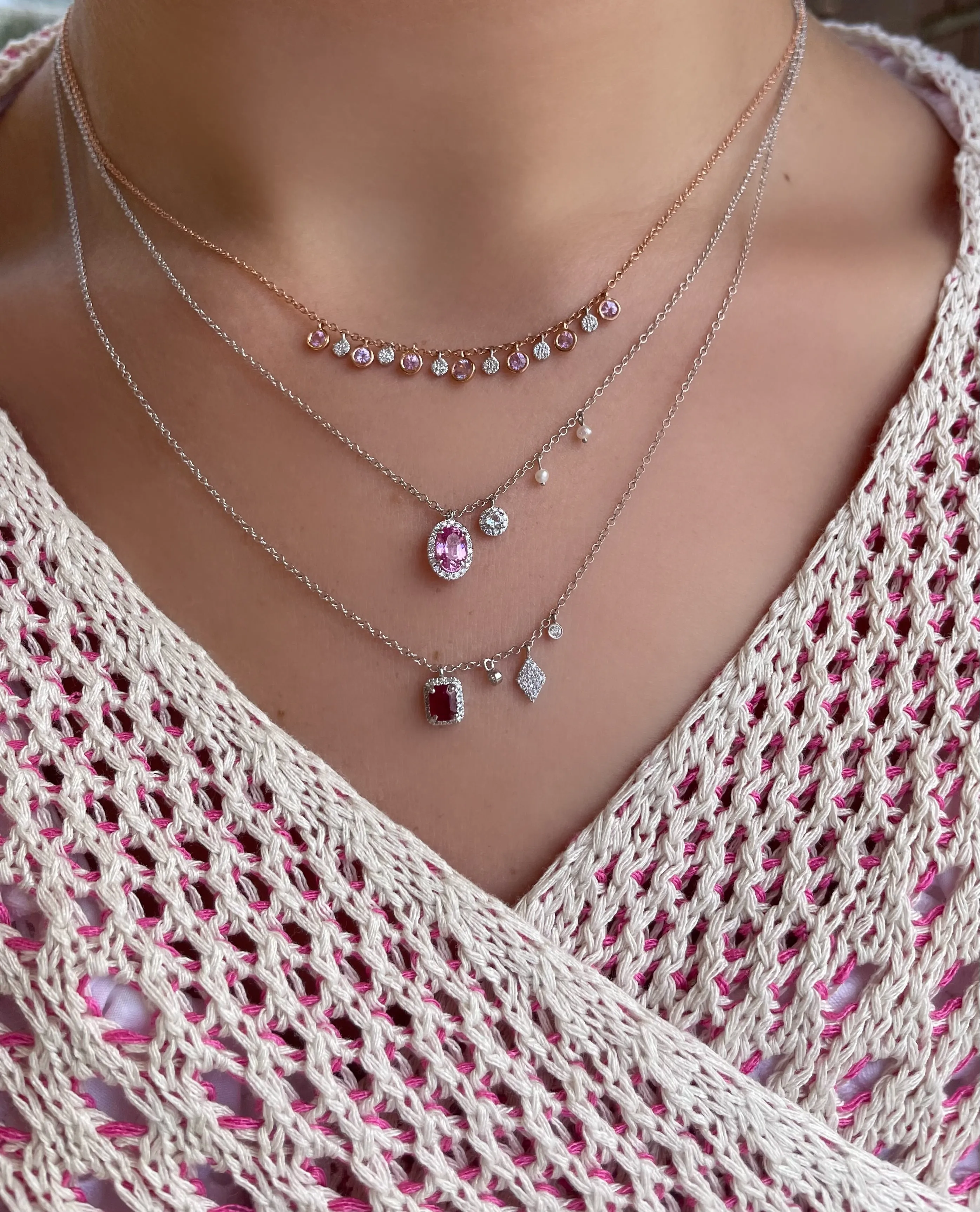 Pink Sapphire Oval cut necklace